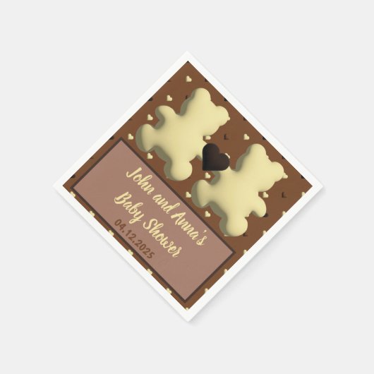 かわいいチョコレートベアーベイビーシャワーナプキン スタンダードカクテルナプキン (角)