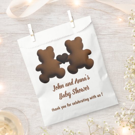 かわいいチョコレートベアーベビースシャワー好意バッグ フェイバーバッグ (クリップ留めされた状態)