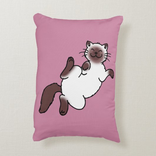 かわいいチョコレートポイントシャム猫 アクセントクッション (裏面(縦))
