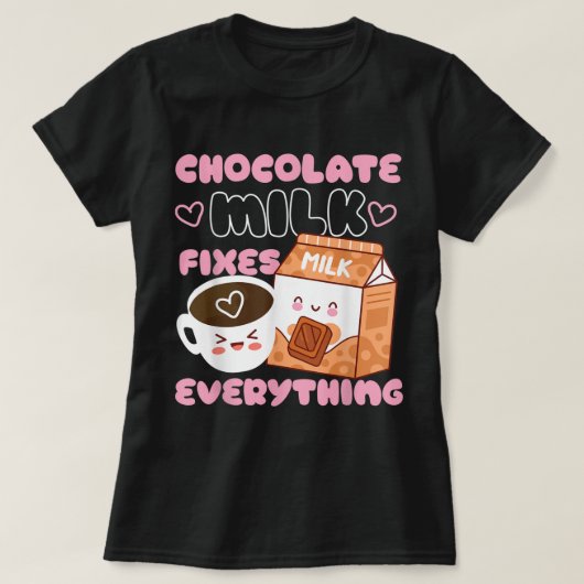 かわいいチョコレートミルクのカワイイデザイン Tシャツ (デザイン正面)