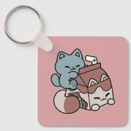 かわいいチョコレートミルクの猫 - ほっこりとした飲み物とキュートさ キーホルダー