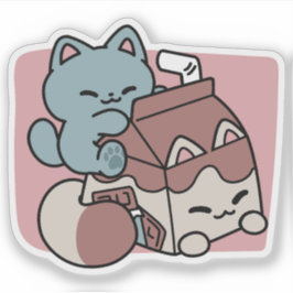 かわいいチョコレートミルク猫 - ほっこりとした飲み物とキュートさ シール
