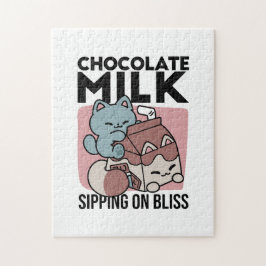 かわいいチョコレートミルク猫 - ほっこりとした飲み物とキュートさ ジグソーパズル
