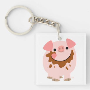 かわいいチョコレート漫画のブタのアクリルKeychain キーホルダー