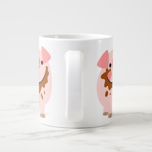 かわいいチョコレート漫画の豚ジャンボマグ ジャンボコーヒーマグカップ (裏面)