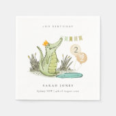 かわいいチョムアリゲーターインスワンプエイジ誕生日 スタンダードカクテルナプキン (正面)