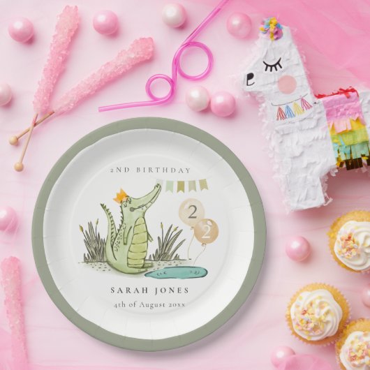 かわいいチョムアリゲーターインスワンプエイジ誕生日 ペーパープレート (パーティー)
