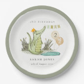 かわいいチョムアリゲーターインスワンプエイジ誕生日 ペーパープレート (正面)