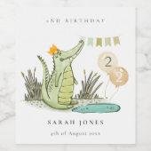 かわいいチョムアリゲーターインスワンプエイジ誕生日 ワインラベル (シングルラベル)