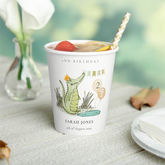 かわいいチョムアリゲーターインスワンプエイジ誕生日 紙コップ (インサイチュ)