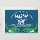 かわいいチョンピングアリゲーターサファリバースデーパーティーInvi 招待状 (正面)