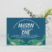 かわいいチョンピングアリゲーターサファリバースデーパーティーInvi 招待状 (スタンド正面)