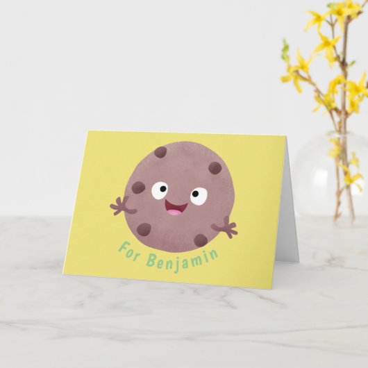 かわいいチョ頭が切れるコチップクッキー漫画 カード (黄色い花)