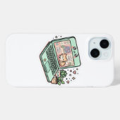 かわいいチルな雰囲気のラップトップ・猫・植木鉢 ステッカー Case-Mate iPhoneケース (裏面 (横))