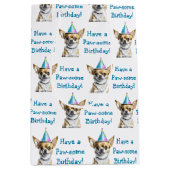 かわいいチワフアイン誕生日ハット ミディアムペーパーバッグ (正面)