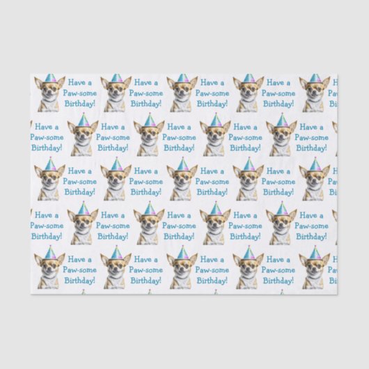 かわいいチワフアイン誕生日ハット 薄葉紙 (正面)