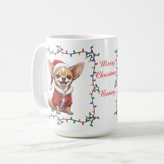 かわいいチワフアクリスマスマグ コーヒーマグカップ (正面左)