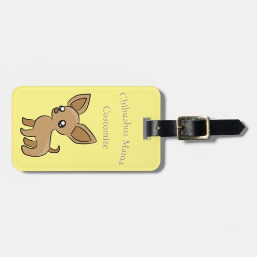 かわいいチワフアママアートサンダー_コーブ ラゲッジタグ (正面横)