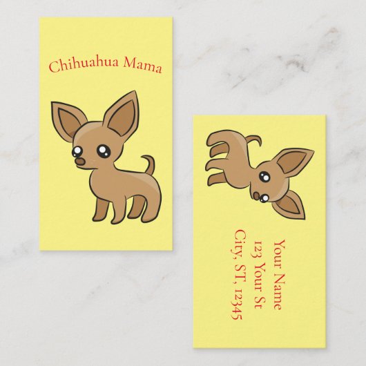 かわいいチワフアママアートサンダー_コーブ 名刺 (正面/裏面)
