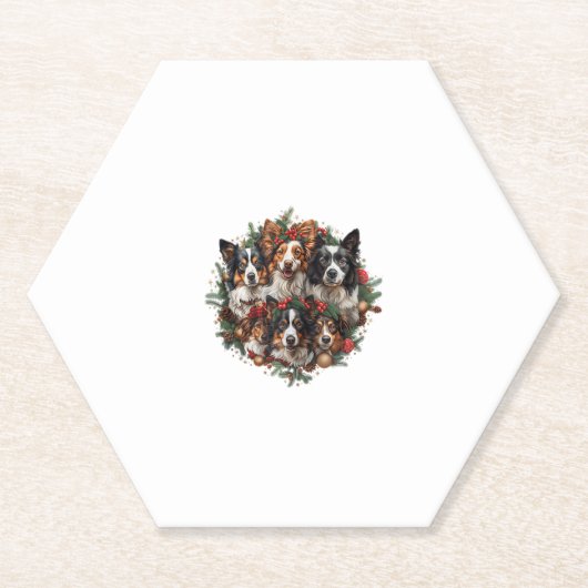 かわいいチワホアインサンタハットクリスマスおもしろいクリスマスD ペーパーコースター (正面)