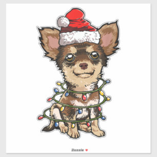 かわいいチワホアサンタクリスマスツリーライトクリスマスは行う シール