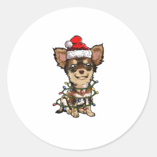 かわいいチワホアサンタクリスマスツリーライトクリスマスは行う ラウンドシール