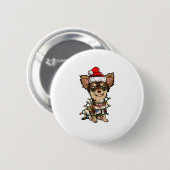 かわいいチワホアサンタクリスマスツリーライトクリスマスは行う 缶バッジ (正面&裏面)