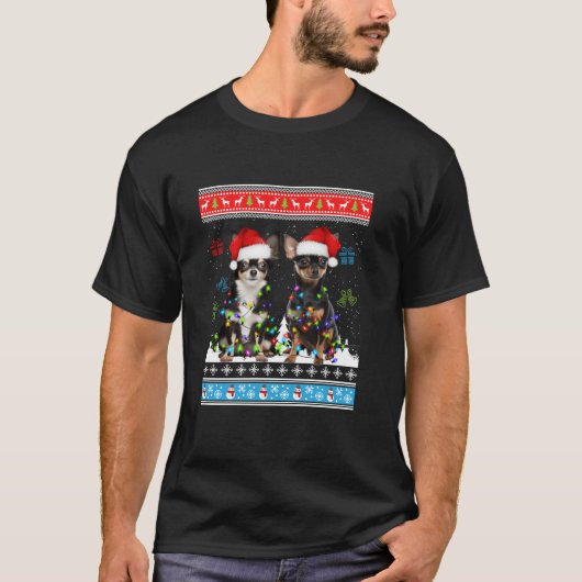 かわいいチワホアドグトナカイのクリスマス醜いクリスマスSw Tシャツ (正面)