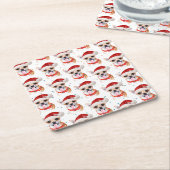 かわいいチワホアドッグクリスマスパターン スクエアペーパーコースター (アングル)