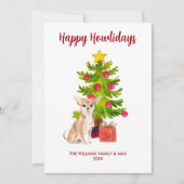 かわいいチワホアドッグファミリークリスマス シーズンカード (正面)