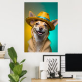 かわいいチワホアドッグフェドーラハッカラフルト ポスター (ホームオフィス)