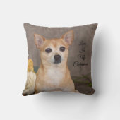 かわいいチワホアドッグポートレートフローラペットアート クッション (裏面)