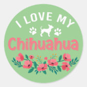 かわいいチワホアドッグ私のチワホアドッグ大好き ラウンドシール (正面)