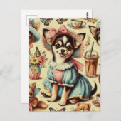 かわいいチワホアパピー絵画ズ ポストカード (正面/裏面)