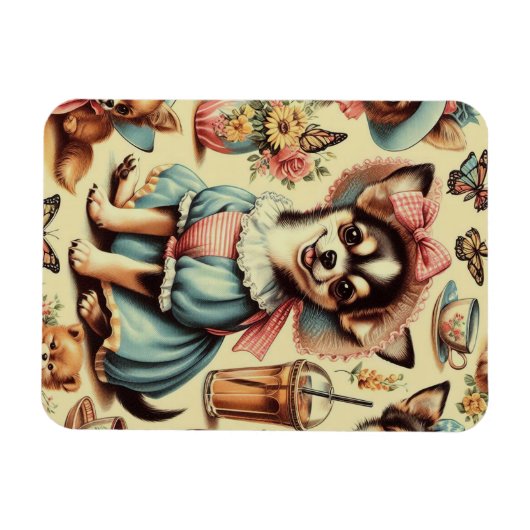 かわいいチワホアパピー絵画ズ マグネット (横)