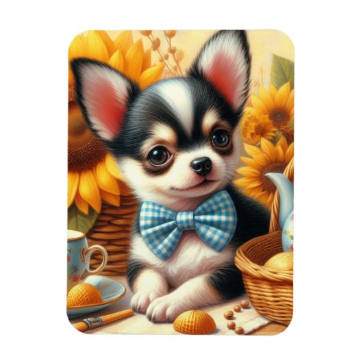 かわいいチワホアパピー マグネット (縦)