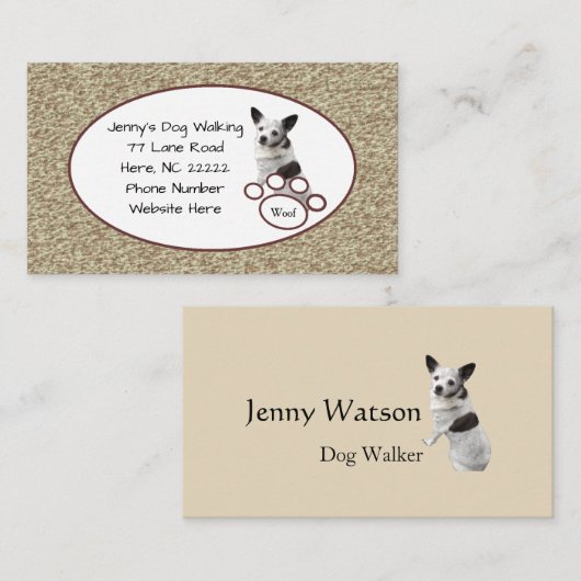 かわいいチワホアビジネスカード 名刺 (正面/裏面)