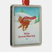 かわいいチワホアリトリエバードグスノースクリスマス メタルオーナメント (右)