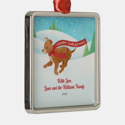 かわいいチワホアリトリエバードグスノースクリスマス メタルオーナメント (右)