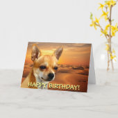 かわいいチワワのカスタマイズ可能なグリーティングカード カード (黄色い花)