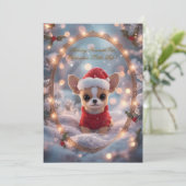 かわいいチワワのクリスマスパーティー招待状 | ホリデー 招待状 (スタンド正面)