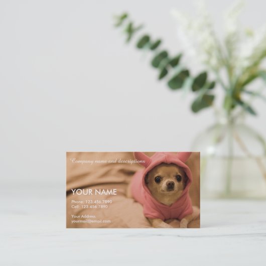 かわいいチワワの写真 名刺 (スタンド正面)