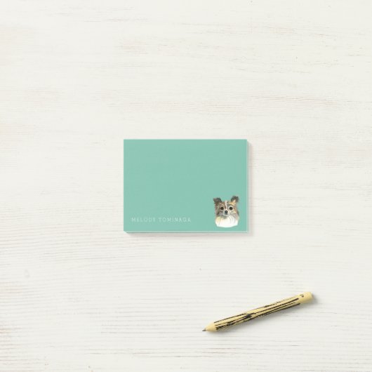 かわいいチワワの水彩画のポートレート|はあなたの名前を加えます ポストイット (デスク上)