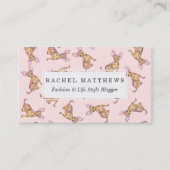 かわいいチワワの水彩画色彩の鮮やかなピンクのブラウン 名刺 (正面)