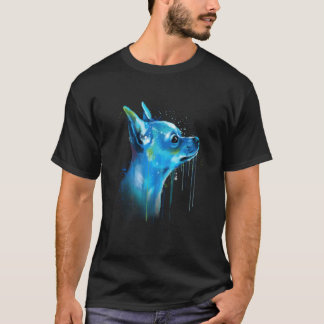 かわいいチワワの水絵画色の芸術 Tシャツ
