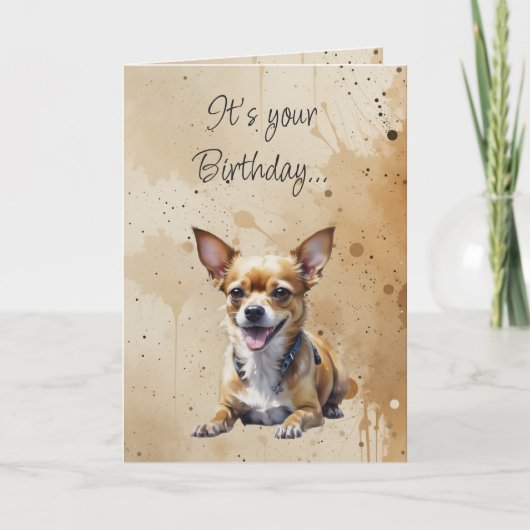 かわいいチワワの誕生日グッズ カード (正面)