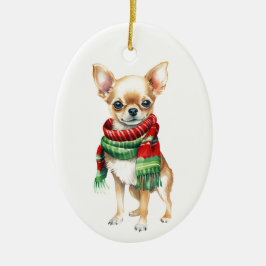 かわいいチワワオーナメント – 小犬クリスマスツリー セラミックオーナメント