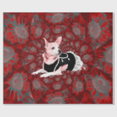 かわいいチワワクリスマスレッドフローラドッグアート ラッピングペーパー (フラット)