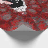 かわいいチワワクリスマスレッドフローラドッグアート ラッピングペーパー (角)