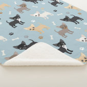 かわいいチワワパターン青 シェルパブランケット (3/4)